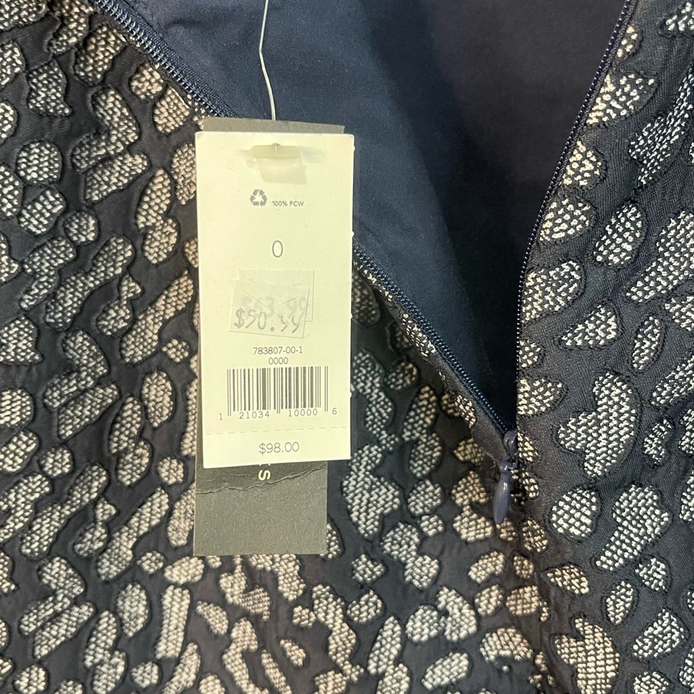 Banana Republic Womens 0 Pencil Skirt Lined Blue Animal Print Zip Back NWT - Picture 6 of 11
